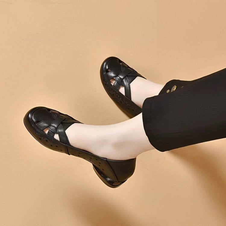 🔥【35-40】💞 2025 Nowe damskie sandały z okrągłym noskiem i na małym obcasie-3900500