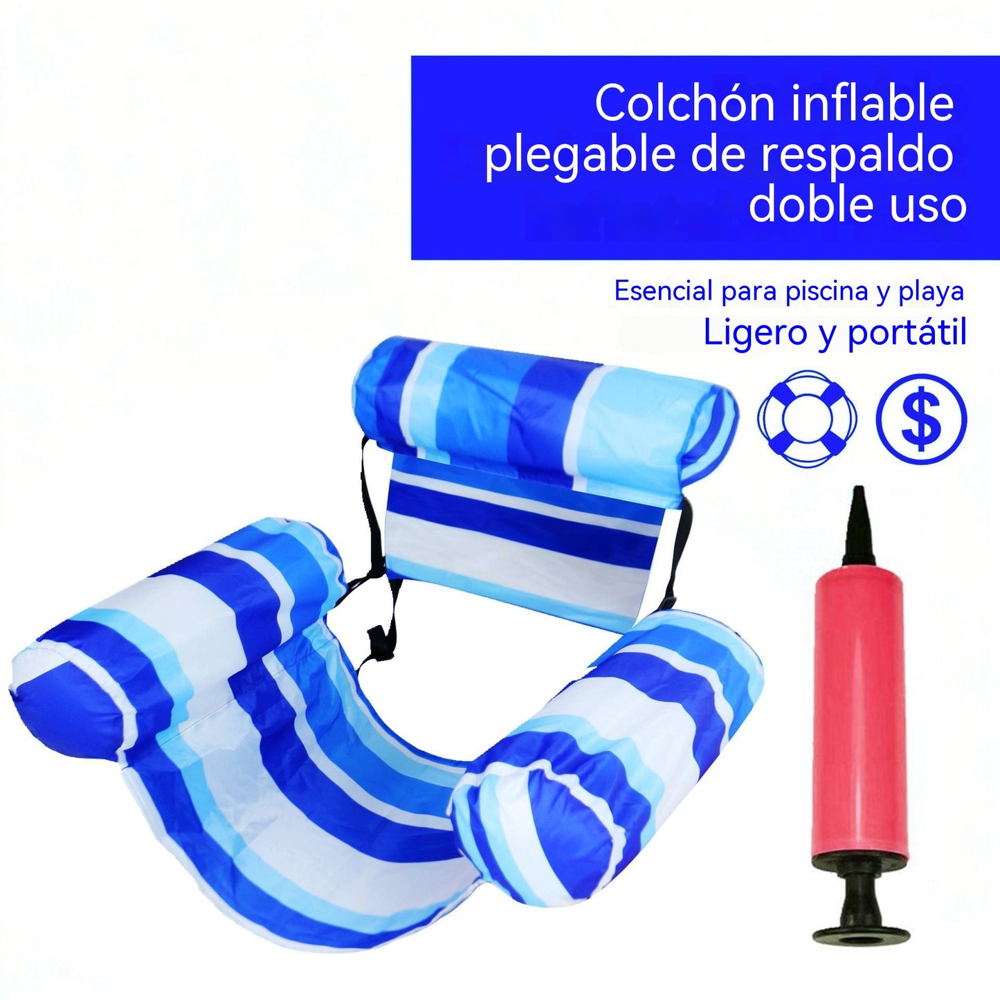 Ingyenes szállítás 💦📢 Összecsukható, úszó kanapé háttámlával + pumpával