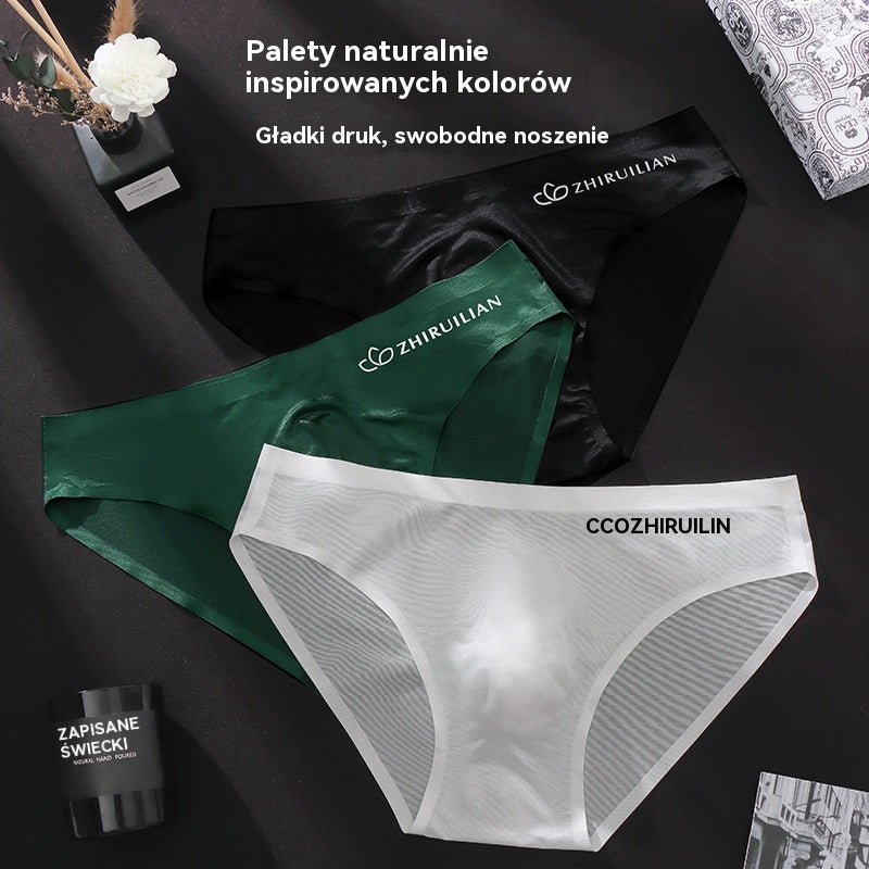 🔥🩲Męskie oddychające majtki trójkątne Ice Silk z niskim stanem (45-100 kg)