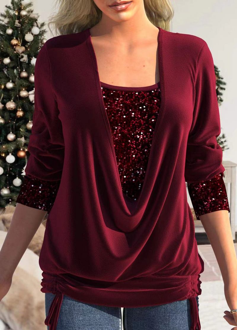 【HOT🎁🔥💥】Nowy top z długim rękawem o średniej długości plus size 2024-3733684