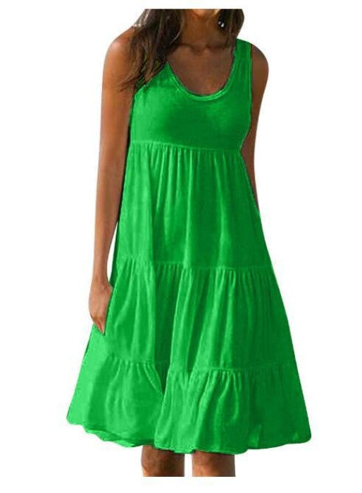 👗 【S-5XL】 Prosta sukienka w jednolitym kolorze
