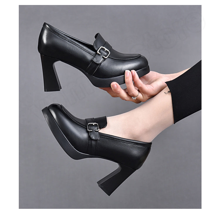👠【35-40】🔥 Hit 2025! 💖Stylowe skórzane buty damskie na wysokim grubym obcasie | Komfort i moda w jednym-4095019