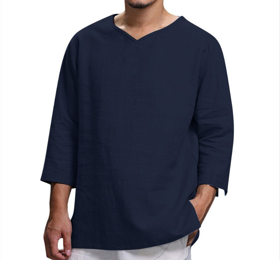 🌿【M-4XL】 Męska oddychająca koszula z bawełny i lnu 3565538