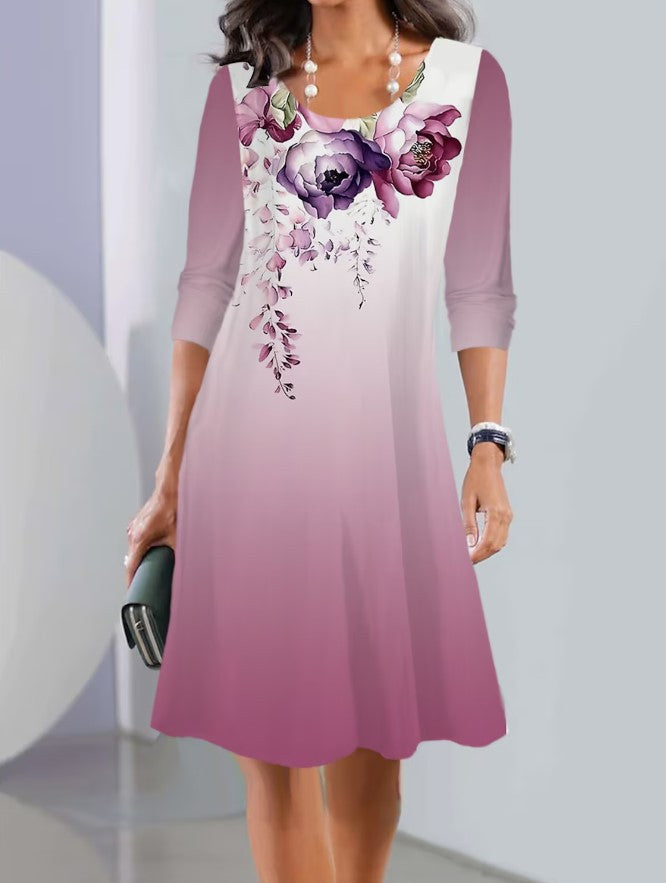 ✨Letní speciální nabídka【S–3XL】Dámské letní módní šaty s potiskem – elegantní střih zvýrazňující postavu.