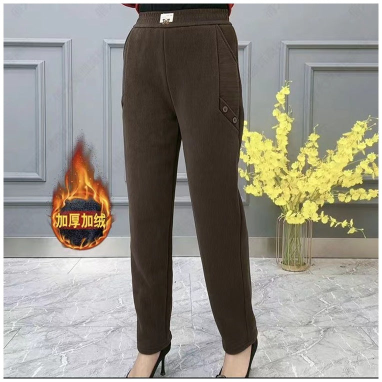 【2XL-5XL】Nowe, jesienne i zimowe, pogrubione, aksamitne, luźne spodnie na co dzień w dużych rozmiarach ✅【55-92,5kg】