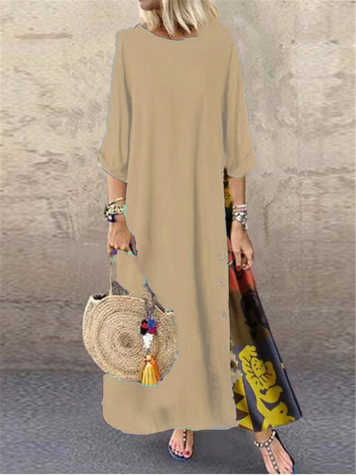 ✨💕【M-5XL】2025 Lato Nowa Damska Elegancka Retro Casualowa Sukienka Z Nadrukiem