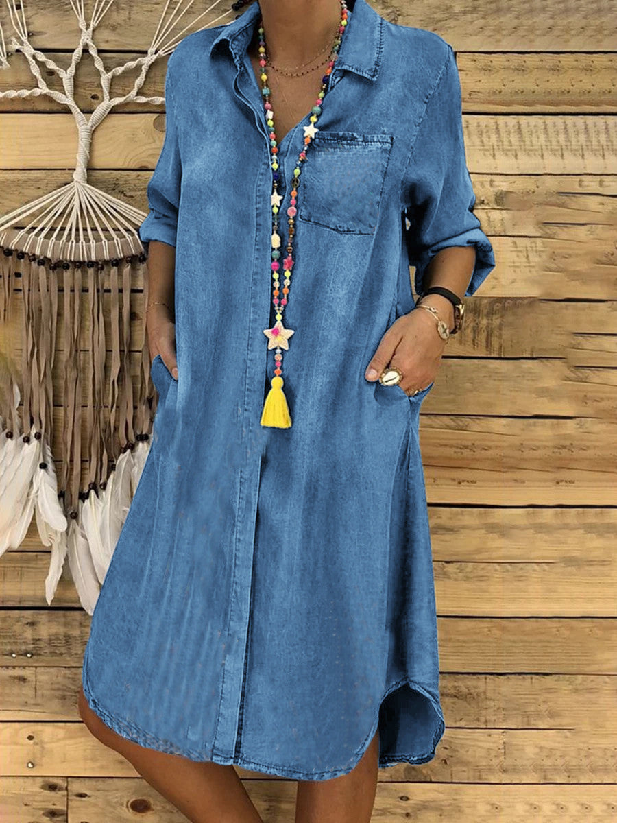 2025 Wiosna Nowa Plus Size Damska Sukienka Jeansowa-3942015
