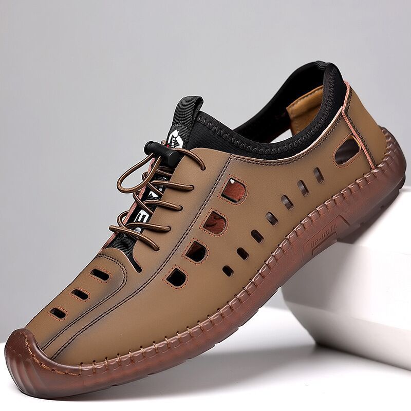 【39-44】 2025 Nowe letnie, oddychające ażurowe męskie buty na co dzień z miękką podeszwą 3986100