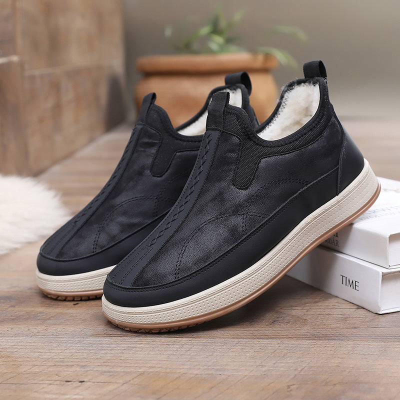 【38-45】 Męskie zimowe buty z owczej wełny, ciepłe, antypoślizgowe, wodoodporne, pokryte skórą-3784576
