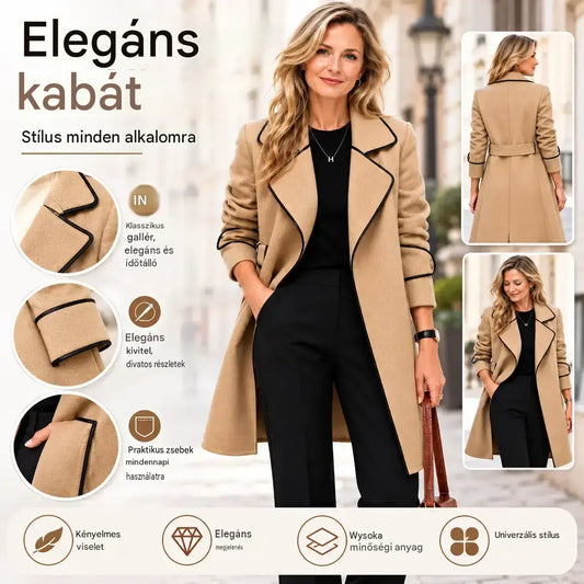 😊👩【50% kedvezmény】【M–4XL】Új, koreai stílusú őszi/téli kabát – Kétoldalas, kasmírhatású, közepes hosszúságú