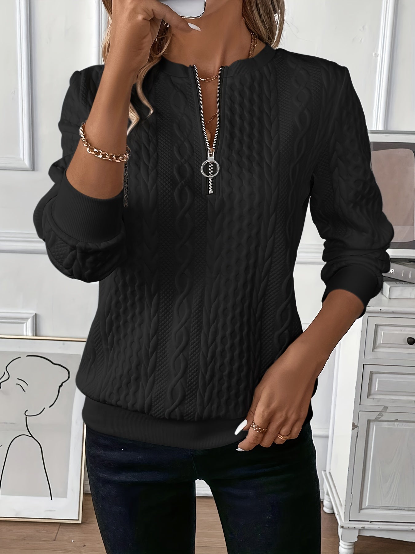 🎀🎀【S-2XL】 Nowy jesienny i zimowy sweter damski zapinany na zamek 3766794