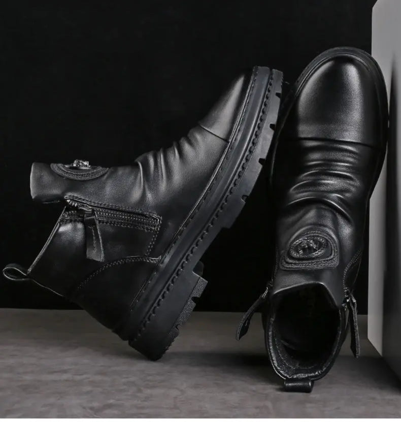 Męskie skórzane buty za kostkę