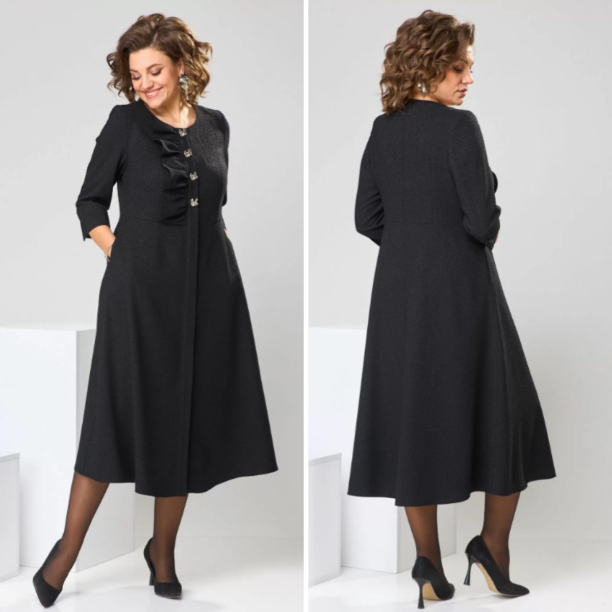 🍁【S-5XL】💞2024 wysokiej jakości modna i elegancka nowa długa sukienka na jesień i zimę-3855144