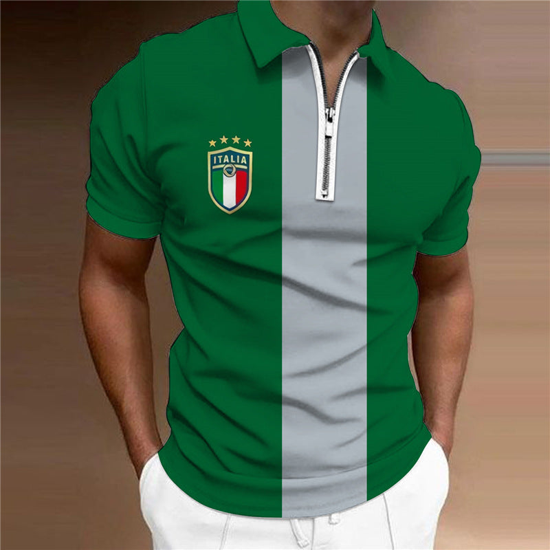 👔【S-6XL】 Nowy styl T-shirtu z klapami i zamkiem błyskawicznym-3715917