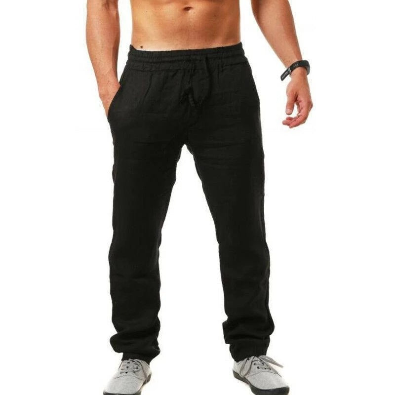 💥👖【S-4XL】 2025 nowe letnie męskie luźne, oddychające, codzienne spodnie sportowe wykonane z bawełny i lnu💨-3990972