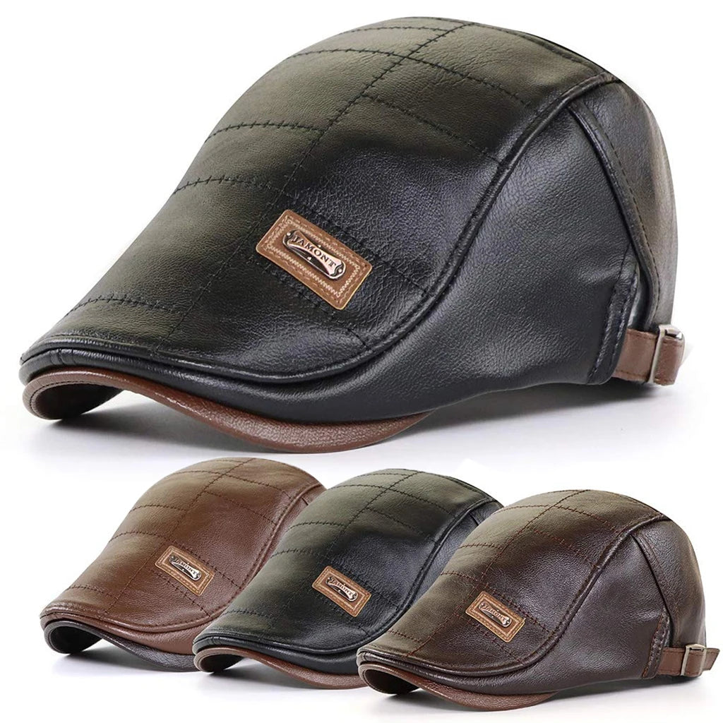 🧢【Compra 1 y obten 1 gratis】🔥 Boina de cuero vintage de primera calidad-4125332