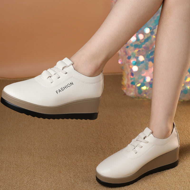 【35-42】Zapatos de piel para mujer con suela gruesa, nueva tendencia de otoño