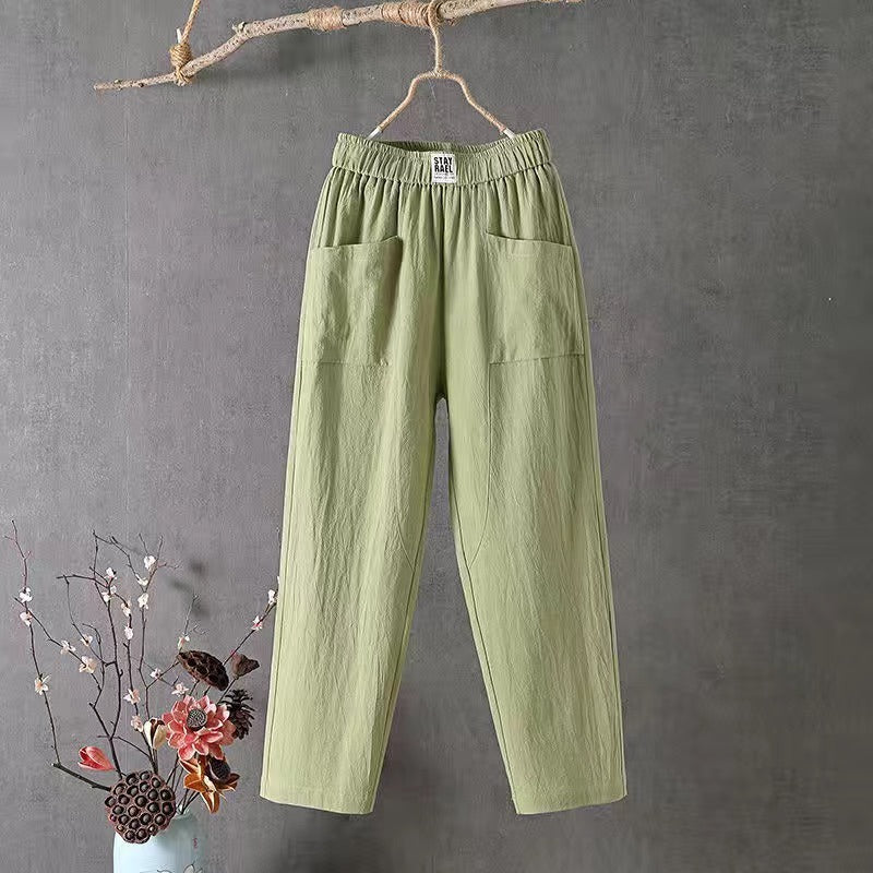 🌿🌈【M-4XL】2025 Wiosna Nowe Damskie Spodnie Szerokie Nogawki Wygodne Spodnie Casualowe-3928986