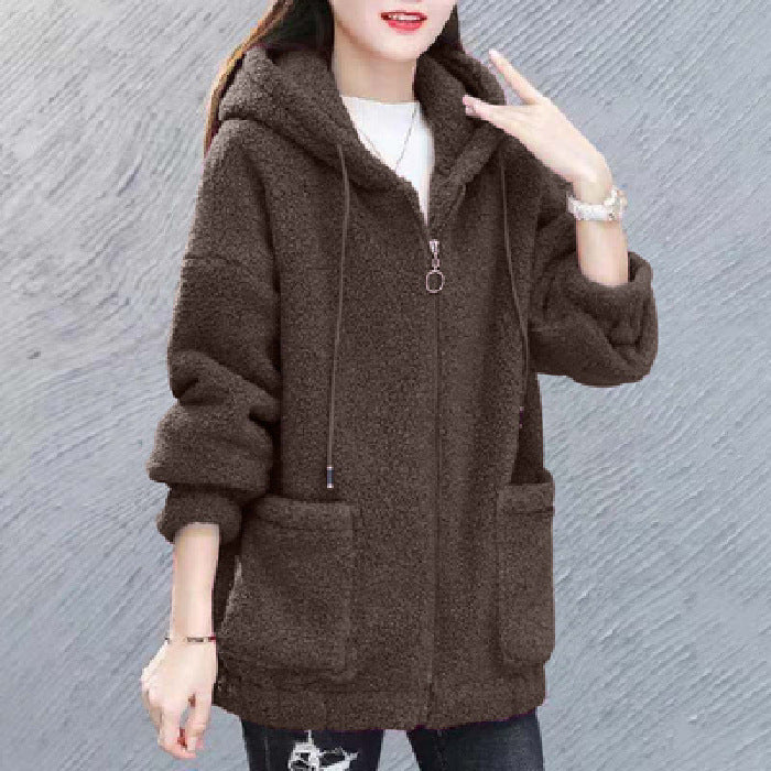 🔥🔥 【M-4XL】 2024 jesienno-zimowa nowa moda damska polarowa kurtka z kapturem-3798826