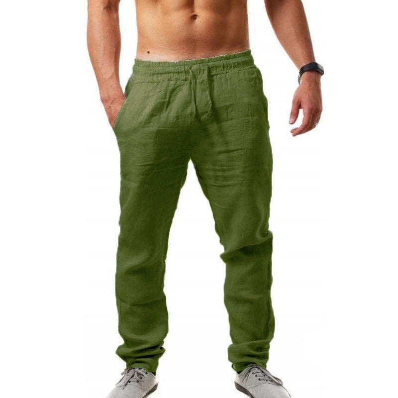 💥👖【S-4XL】 2025 nowe letnie męskie luźne, oddychające, codzienne spodnie sportowe wykonane z bawełny i lnu💨-3990972