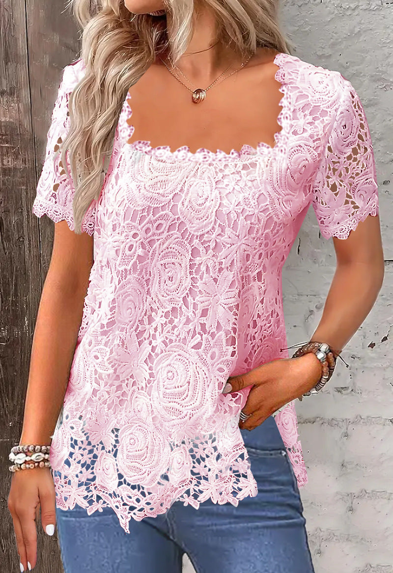 🌼🌼【S-5XL】2024 nowa letnia gorąca sprzedaż elegancka koronkowa koszula-3674690