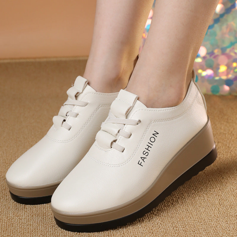 【35-42】Zapatos de piel para mujer con suela gruesa, nueva tendencia de otoño
