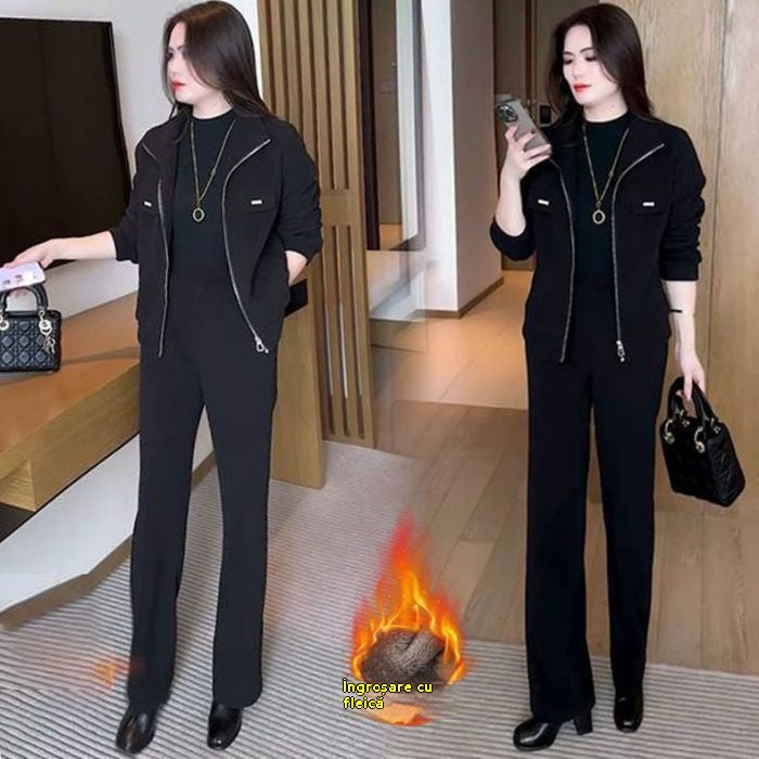 🔴【Nowe rabaty na produkty】💥【M-4XL】Damski garnitur casual z pogrubionym aksamitem (kurtka + spodnie)