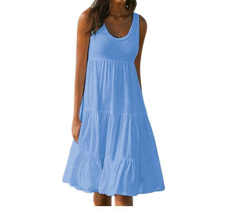 👗 【S-5XL】 Prosta sukienka w jednolitym kolorze