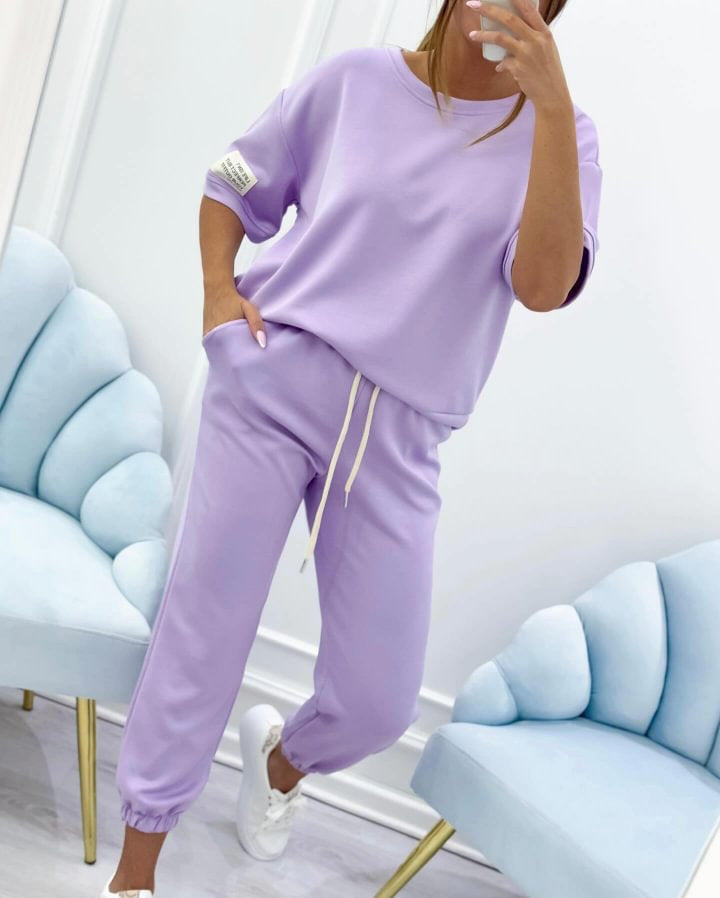 ⏰ Conjunto casual de top y pantalones lisos para mujer (S-5XL)-4248008