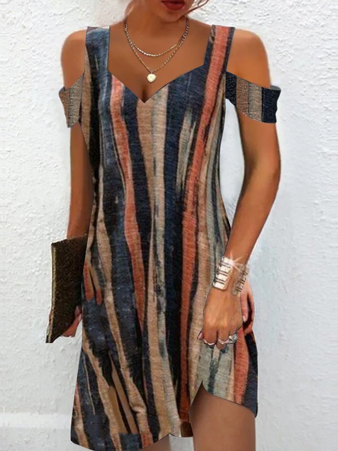 🔥🔥👗 2024 Letnia nowa modna sukienka z dekoltem w serek i nadrukiem-3646324