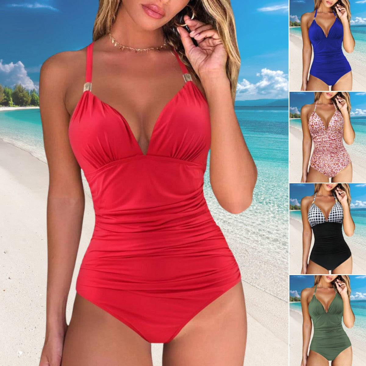 🩱🌴Seksowny wyszczuplający szybkoschnący jednoczęściowy strój kąpielowy-3620422