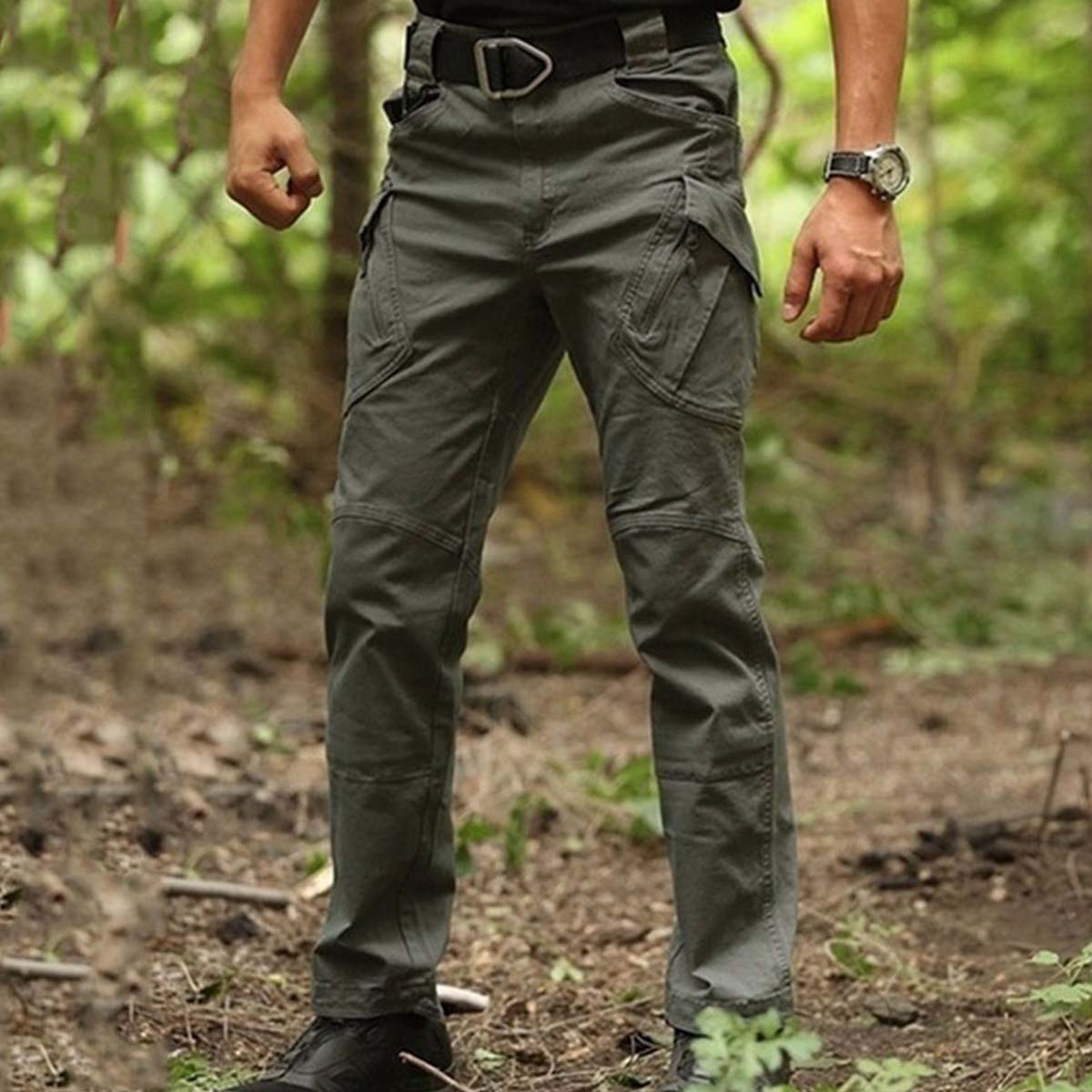 🔥Bestseller🔥【S-5XL】Męskie taktyczne spodnie bojowe w kamuflażu, z kieszeniami-4101286
