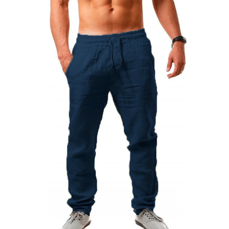 💥👖【S-4XL】 2025 nowe letnie męskie luźne, oddychające, codzienne spodnie sportowe wykonane z bawełny i lnu💨-3990972