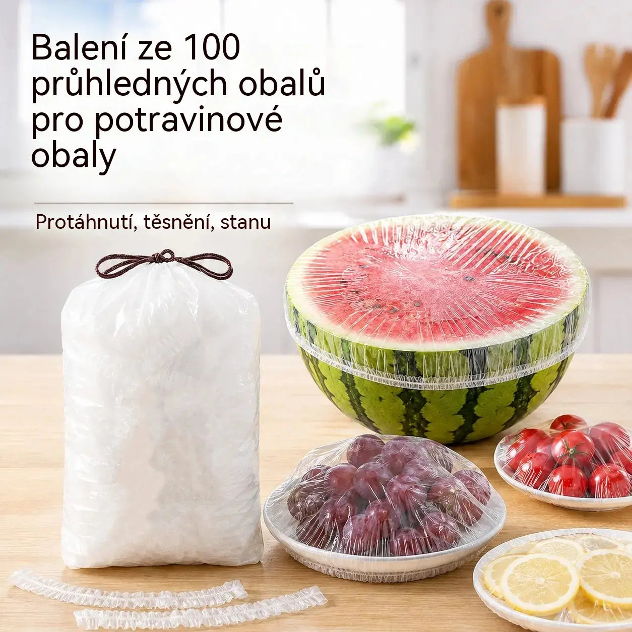 ✅✅【200 kusů】✅Průhledná jednorázová fólie, ideální na nádoby a potraviny. Dokonale přilne, dobře utěsňuje a snadno se používá.