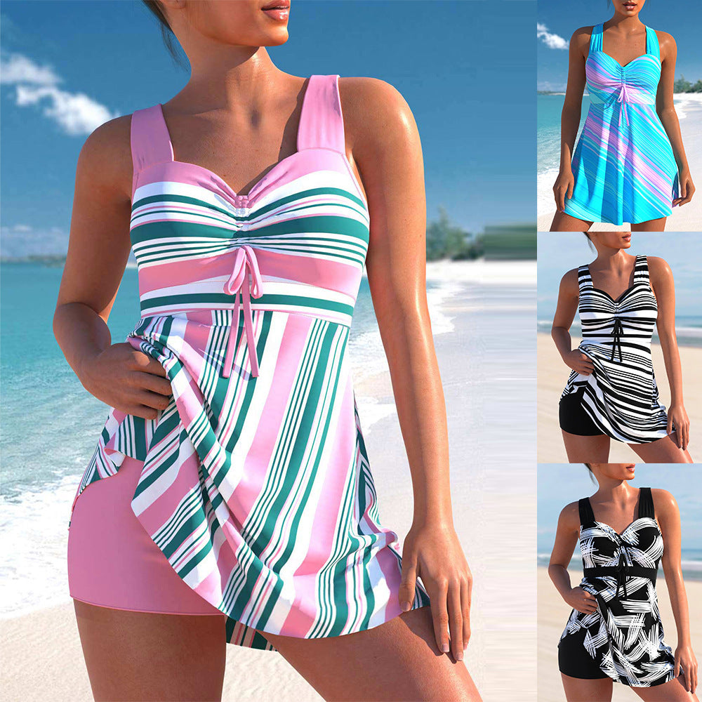 【S-5XL】👙 Damski strój kąpielowy w paski Plus Size-3594010