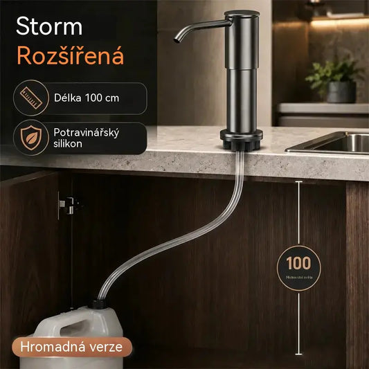 🏠Vestavný dávkovač mýdla a mycího prostředku pro kuchyňský dřez, z prémiové nerezové oceli, s výsuvnou trubicí vedoucí přímo do láhve a gravitační kuličkou 304, rychlé čerpání