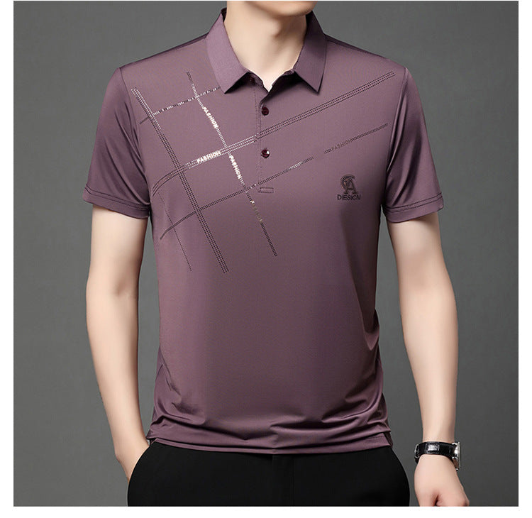 💥【Kup 1, a 2 dostaniesz gratis】👔【M-4XL】2025 Nowa męska casualowa koszulka polo z jedwabiu lodowcowego-4019142
