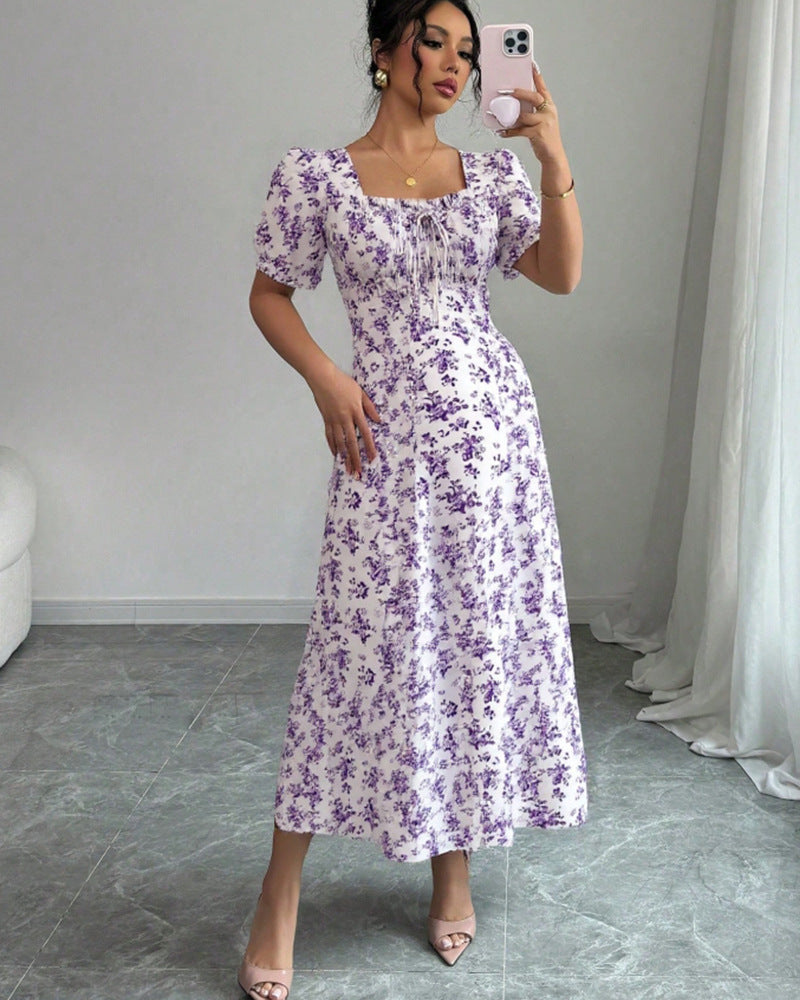 👗Poslední den akce -50%! 【S-2XL】Elegantní letní šaty s květinovým potiskem, vzdušné a pohodlné, snadno se stylizují, zeštíhlují postavu.