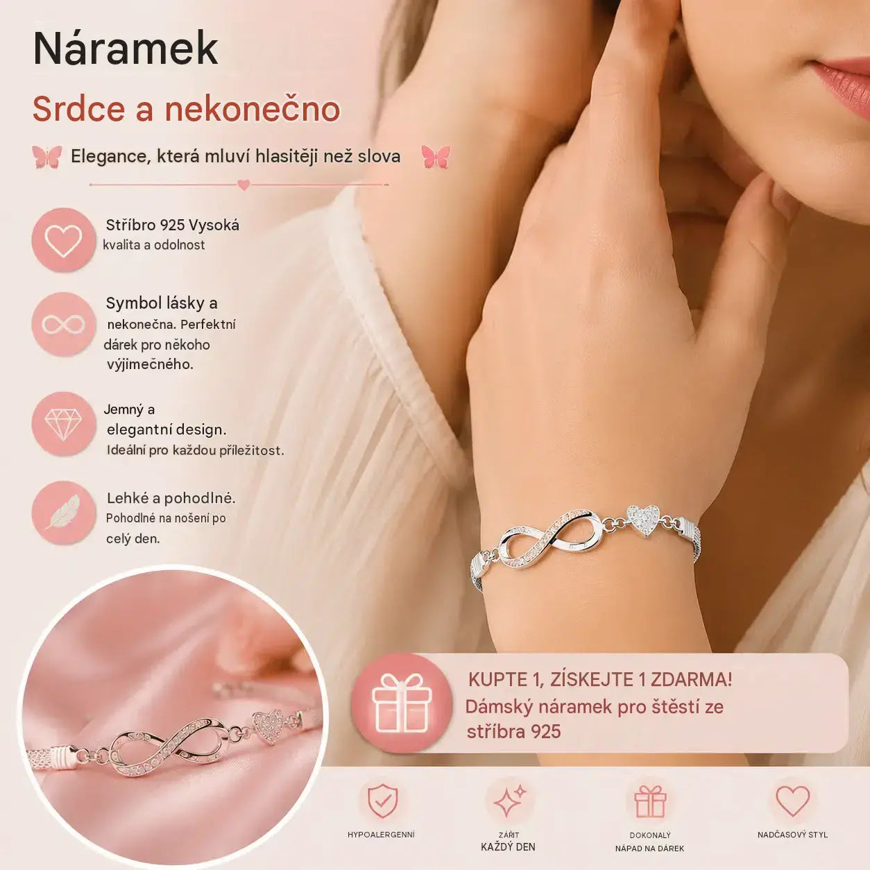 【🎁Kupte 1 a získejte 1 zdarma】✨Stříbrný náramek pro štěstí 925 pro ženy