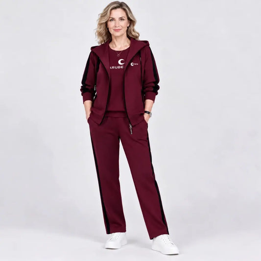 ⭐✨【M–4XL】Ženski komplet treh kosov 2026 – zgornji del s kapuco, za jesen/zimo, ohlapen kroj, športni slog, za močnejše postave, zasnovan posebej za mamice🥰