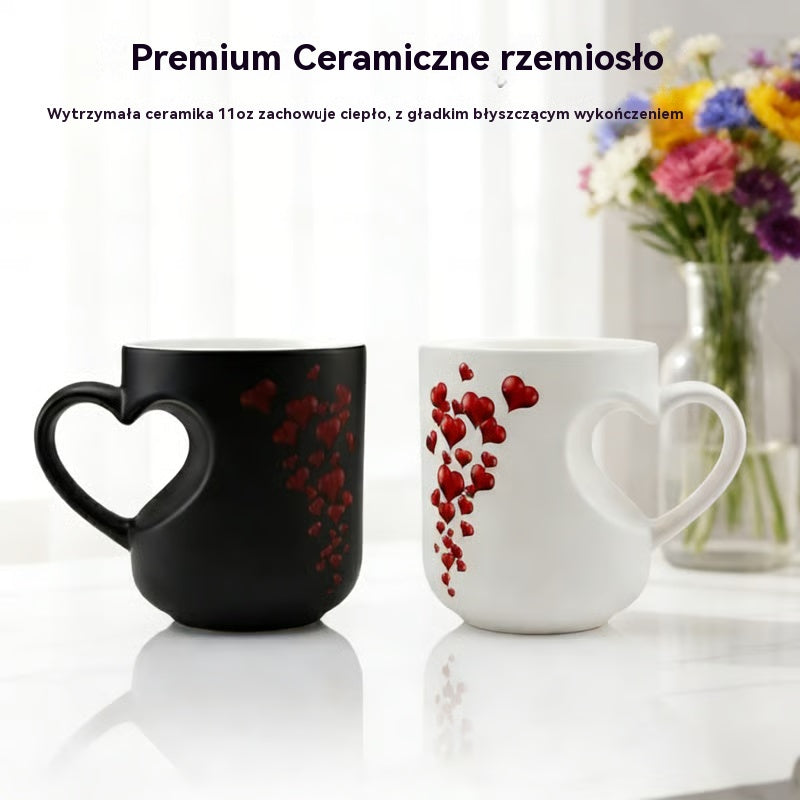 📢⏰ Ceramiczny kubek na Walentynki z uchwytem w kształcie serca, który zmienia kolor💝✨ 4232186