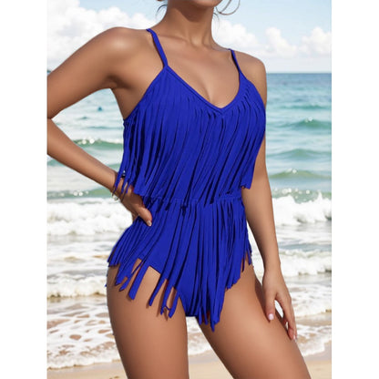 😍👙【S-XL】2026 Sexy plavky s véčkovým výstřihem a třásněmi na zádech