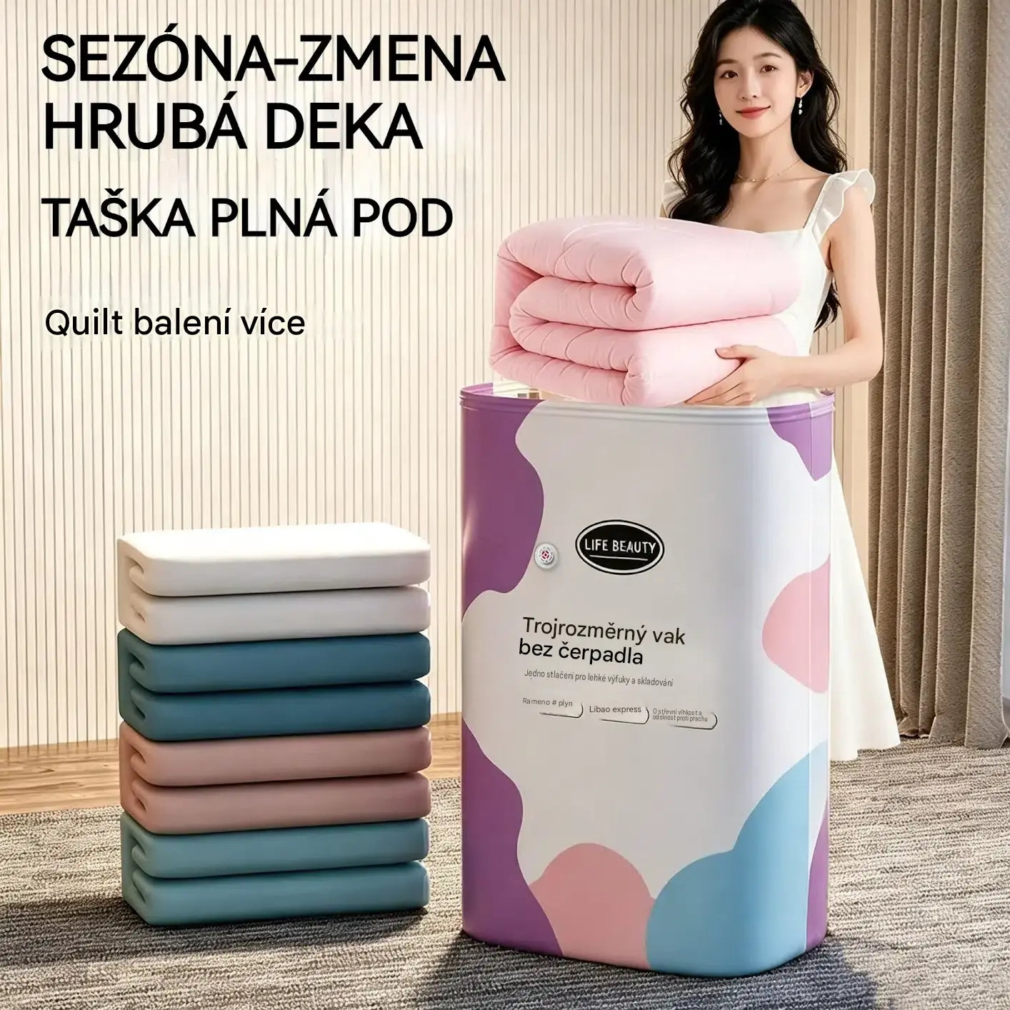 🧳⭐💨 Velké, flexibilní vakuové úložné sáčky: Není potřeba žádné vzduchové čerpadlo, nepropustné, ideální pro úsporu místa v kufru i doma ✈️