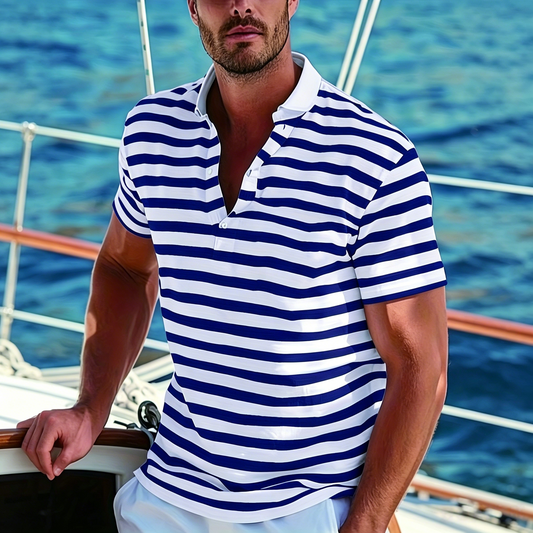 👕🔥 50% sleva! [S-7XL] Pánské pruhované polo tričko – prodyšné, pohodlné, ideální na sport i volný čas 🏃‍♂️✨