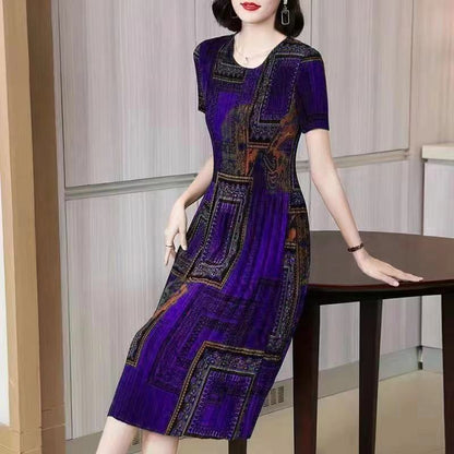🔥【S-6XL】Šaty ve vintage stylu s tištěným designem a volným, ležérním kulatým výstřihem.