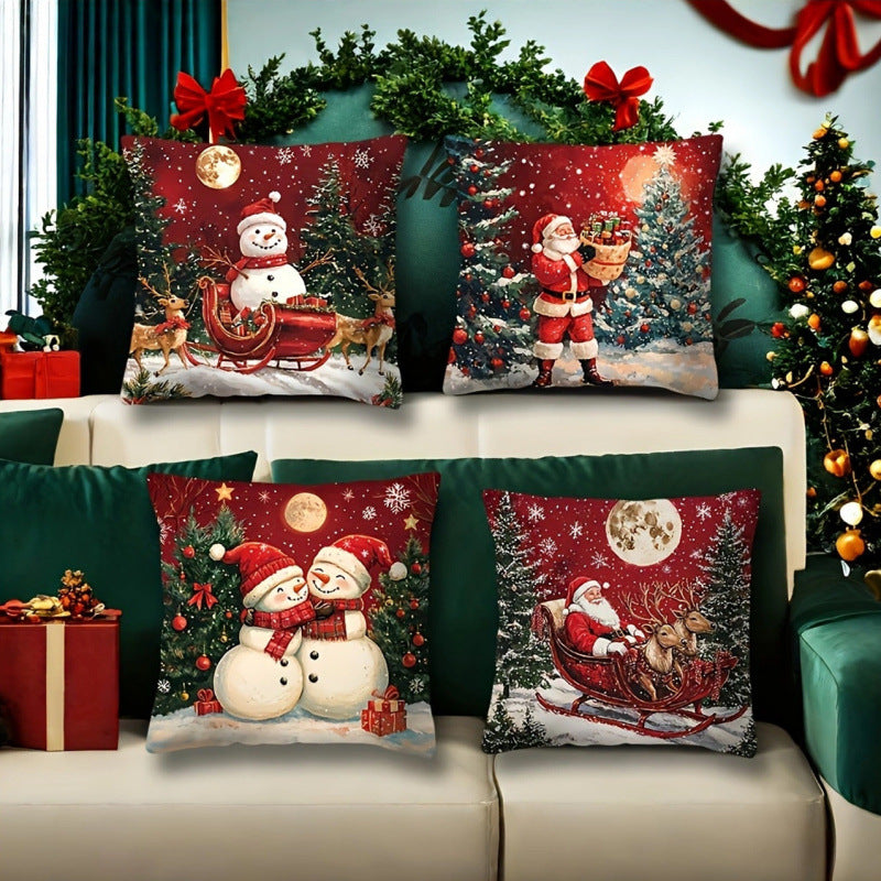 🎅¡Oferta navideña! 49% de descuento🎄Fundas de almohada con temática navideña [Juego de 4] 4167571