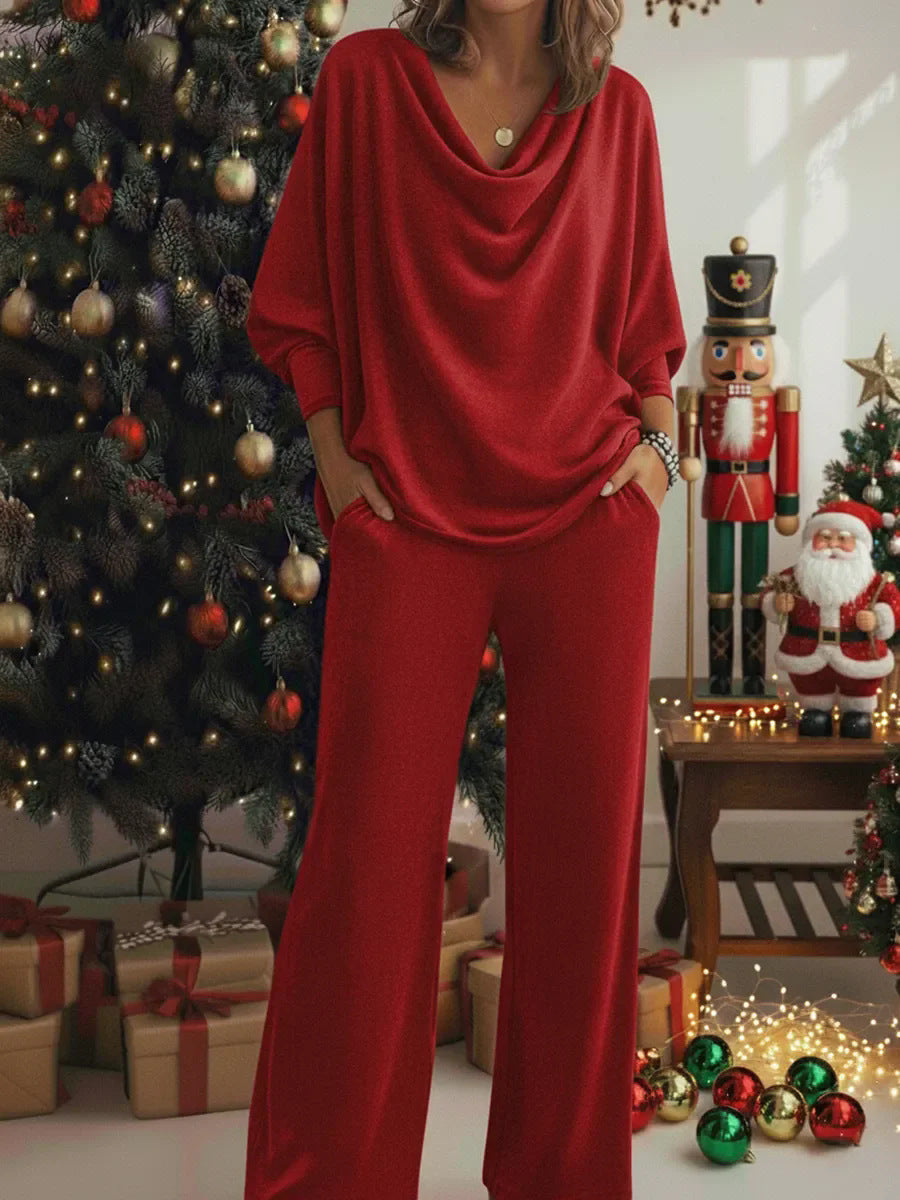 💕 Poslední den – sleva 50 %【S–3XL】Pohodlná sametová dvoudílná sada s tričkem a kalhotami, s elastickým výstřihem