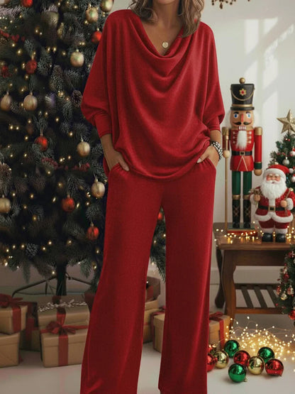 💕 Poslední den – sleva 50 %【S–3XL】Pohodlná sametová dvoudílná sada s tričkem a kalhotami, s elastickým výstřihem