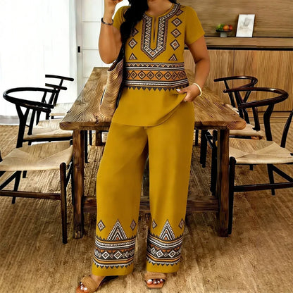 🥼 Compleu de Vară Premium: Bluză cu Decolteu în V și Pantaloni Lejeri – Material Fluid, Efect de Alungire, 6 Culori, S-2XL! ✨☀️