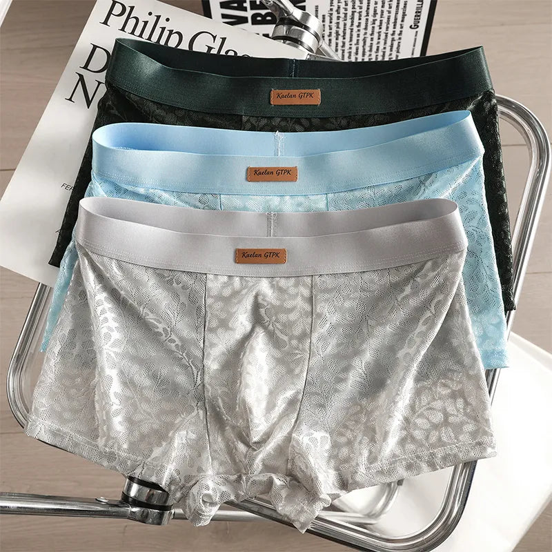 🩲【L-3XL】🧊【Sada 3 kusů】Pánské boxerky z chladivého hedvábného materiálu – ultra elastické, bezešvé, maximální pohodlí